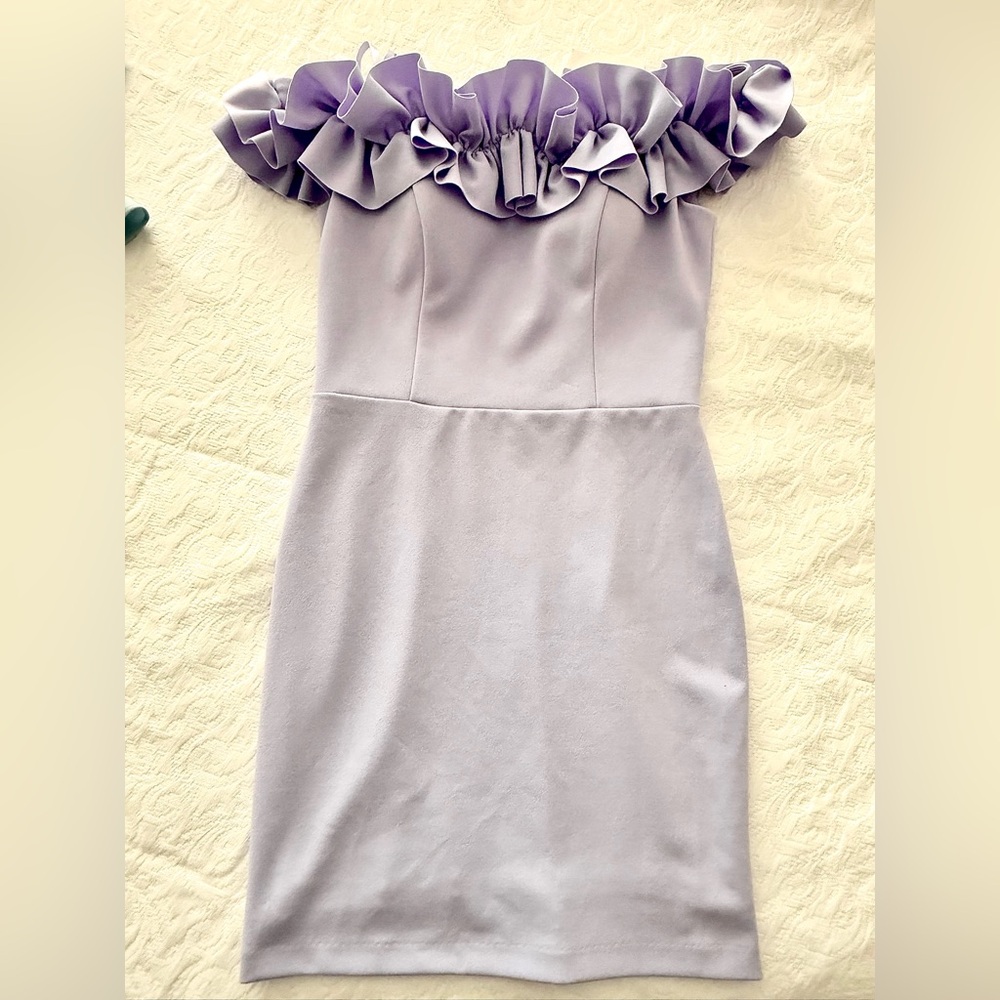 Aqua Purple Off-the-Shoulder Sheath Cocktail Dress